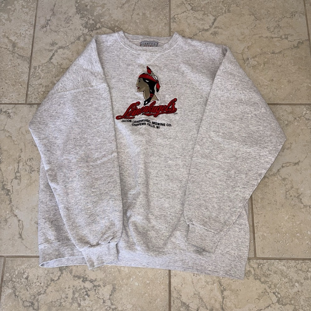 Leinenkugels Brewing Co Sweatshirt Mens XL Gray Grey Heavy Crewneck Made In USA
